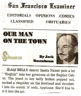 San Francisco Examiner mentions Samia Nasser and The Bagdad